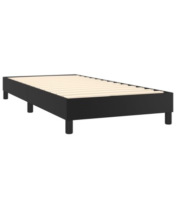 Sommier tapissier avec matelas et LED Noir Similicuir 90x200 cm la livraison gratuite