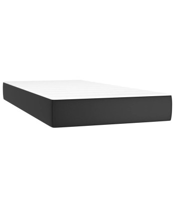 Sommier tapissier avec matelas et LED Noir Similicuir 90x200 cm la livraison gratuite