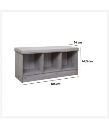 Banc de rangement 3 cases Mix Gris Pour