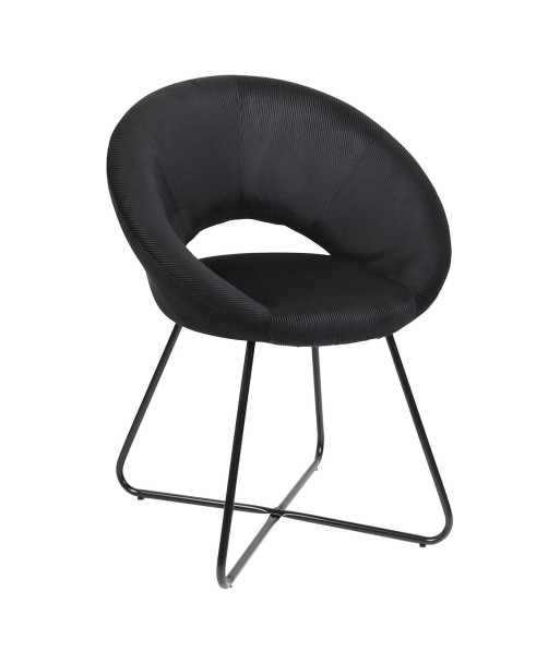 Fauteuil Rond Velours Côtelé Giulia Noir Fin de série