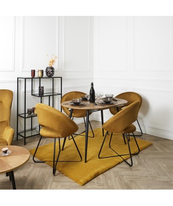 Fauteuil Rond Velours Côtelé Giulia Jaune solde