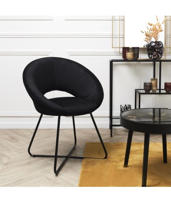 Fauteuil Rond Velours Côtelé Giulia Noir Fin de série