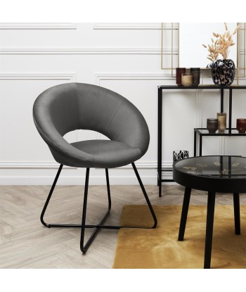 Fauteuil Rond Velours Côtelé Giulia Gris commande en ligne