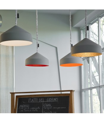 Suspension cloche, gris et orange en ligne