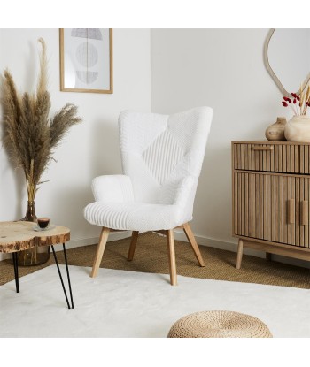 Fauteuil Helsinki Patchwork Blanc en linge