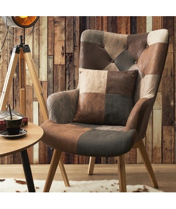 Fauteuil Helsinki Patchwork Marron les muscles