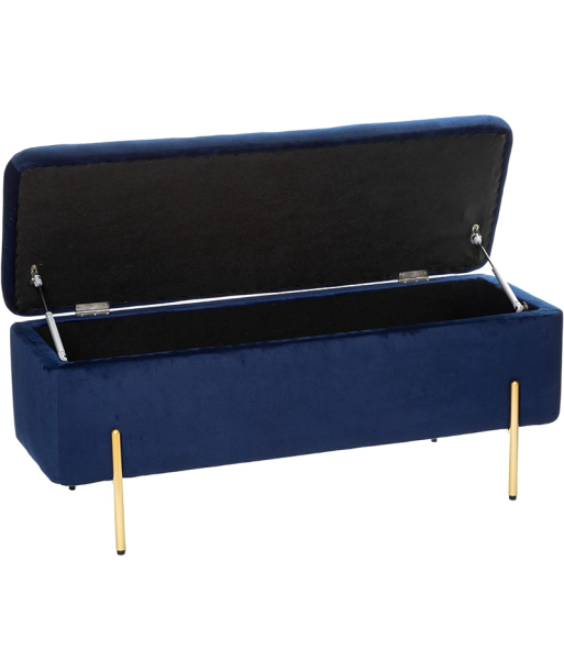 Banc coffre Velours Edi Bleu Profitez des Offres !