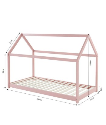 Lit Enfant Cabane TINY Sommier Inclus Rose 90x190 Toutes les collections ici