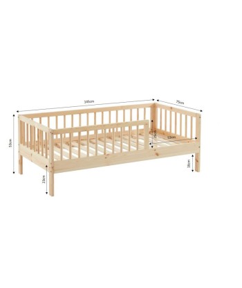 Lit Enfant LOU Pin Massif Sommier Inclus Naturel 70x140 JUSQU'A -70%! 