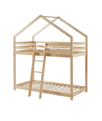 Lit Cabane Superposé TINY Sommier Inclus Naturel 90x190 une grave pollution 