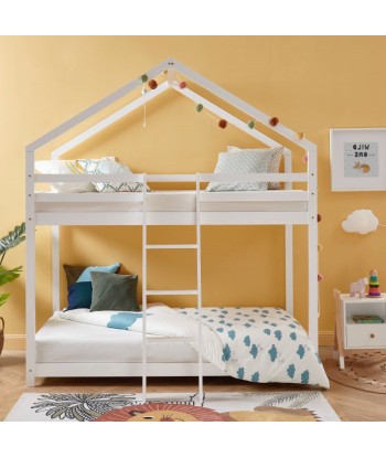 Lit Cabane Superposé TINY Sommier Inclus Blanc 90x190 Véritable concentré