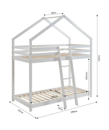 Lit Cabane Superposé TINY Sommier Inclus Blanc 90x190 Véritable concentré