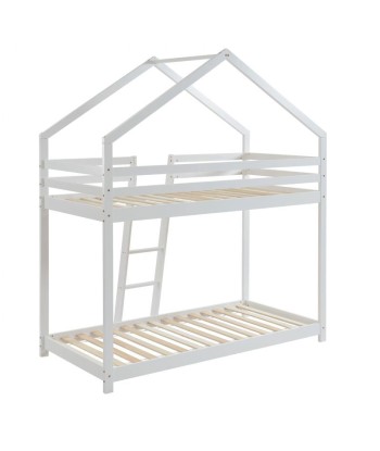 Lit Cabane Superposé TINY Sommier Inclus Blanc 90x190 Véritable concentré