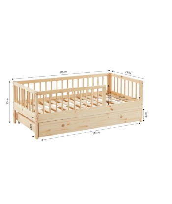 Lit Enfant LOU Avec Tiroir Sommier Inclus Beige 70x140 vente chaude votre 