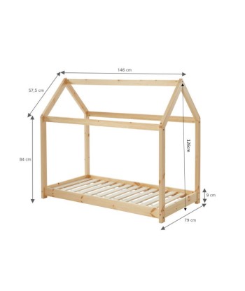 Lit Enfant Cabane TINY Sommier Inclus Beige 70x140 2024