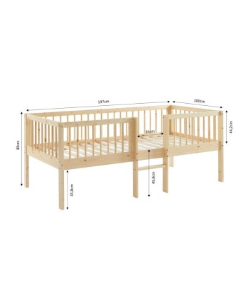 Lit enfant surélevé LOU pin massif Beige 90x190 outlet