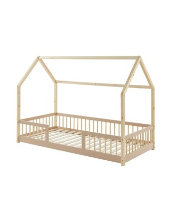 Lit Cabane Avec Barrières TINY Sommier Inclus Rose 90x190 Economisez 