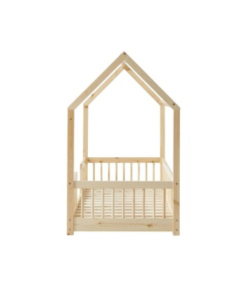 Lit Cabane Avec Barrières TINY Sommier Inclus Beige 70x140 les ctes