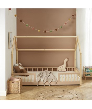 Lit Cabane Avec Barrières TINY Sommier Inclus Rose 90x190 Economisez 