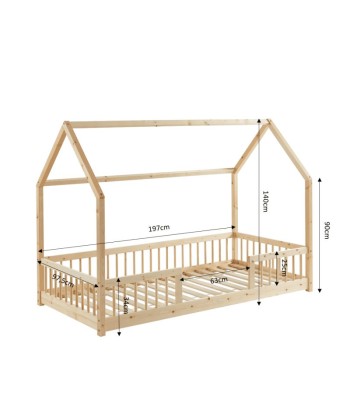 Lit Cabane Avec Barrières TINY Sommier Inclus Beige 90x190 vous aussi creer 