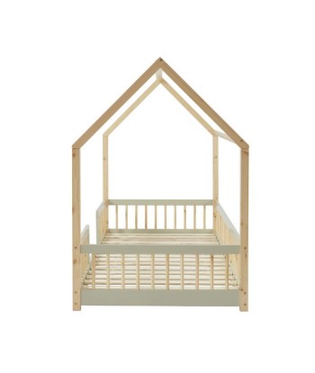 Lit Cabane Avec Barrières TINY Sommier Inclus Ivoire 90x190 en stock