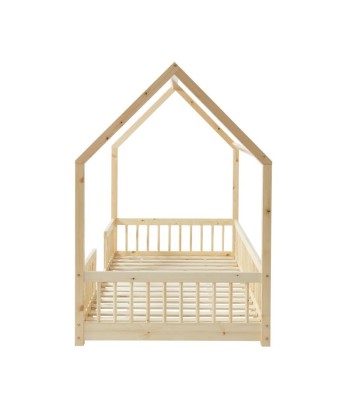 Lit Cabane Avec Barrières TINY Sommier Inclus Beige 90x190 vous aussi creer 