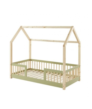 Lit Cabane Avec Barrières TINY Sommier Inclus Vert 70x140 2024