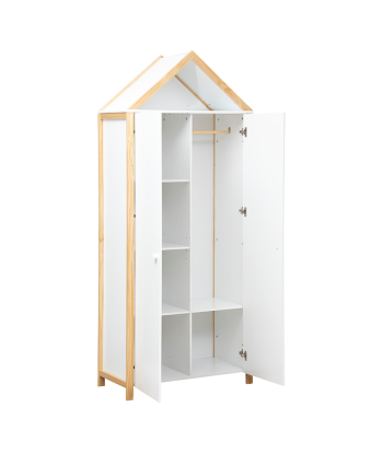 Armoire Pour Enfant En Bois Kima Blanc de pas cher