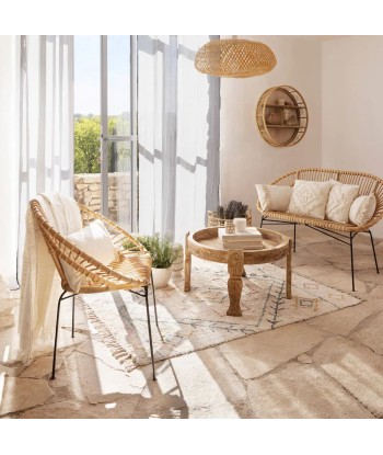 Fauteuil En Rotin Et Métal Keko Beige Livraison rapide