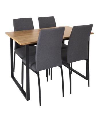 Table à manger avec 4 Chaises Abbott Gris de technologie