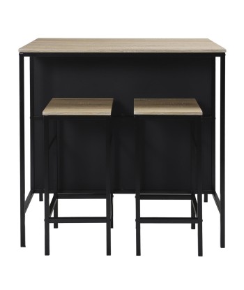 Table Ilot 2 Tabourets Loka Marron Noir prix