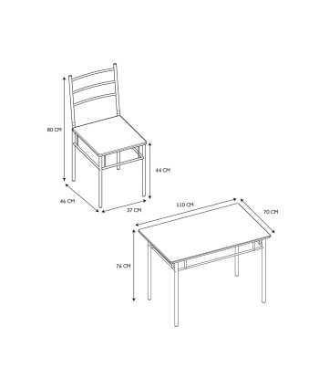 Table à manger avec 4 Chaises Loka Marron Pour