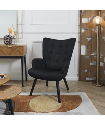 Fauteuil De Salon Giulia En Velours Noir livraison gratuite