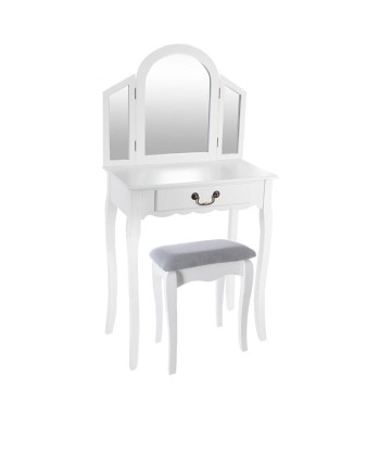 Ensemble Coiffeuse Avec Tabouret Aurell Blanc destockage