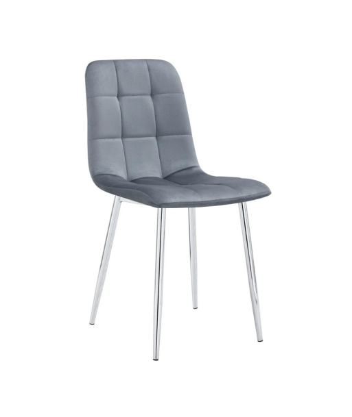 Chaise Elisa Argent velours Gris Jusqu'à 80% De Réduction