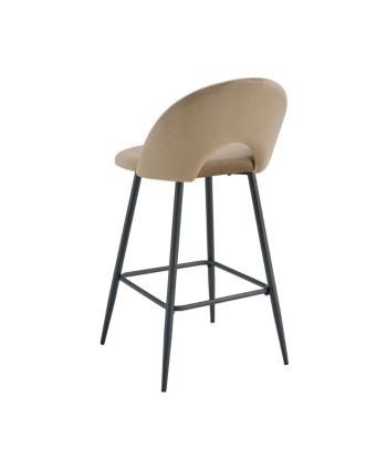 Tabouret Teddy Noir Velours Taupe basket pas cher