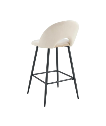 Tabouret Teddy Noir Velours Beige de pas cher