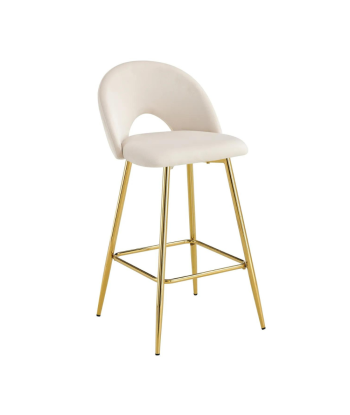 Tabouret Teddy Or Velours Beige la livraison gratuite