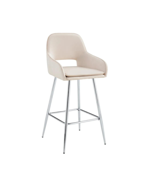 Tabouret Athéna Argent Velours Beige basket pas cher