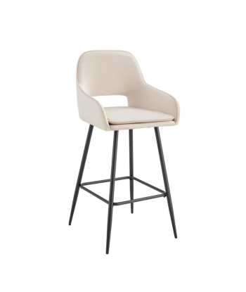 Tabouret Athéna Noir Velours Beige pas cher