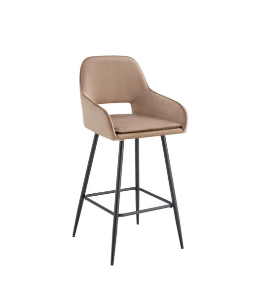 Tabouret Athéna Noir Velours Taupe JUSQU'A -70%! 