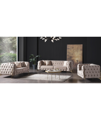 Canapé 3 places Prestige velours Beige outlet