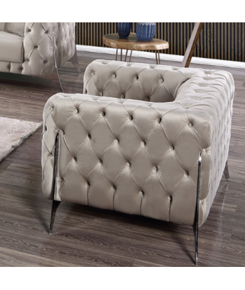 Fauteuil Prestige velours Beige Véritable concentré