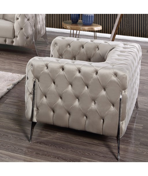 Fauteuil Prestige velours Beige Véritable concentré