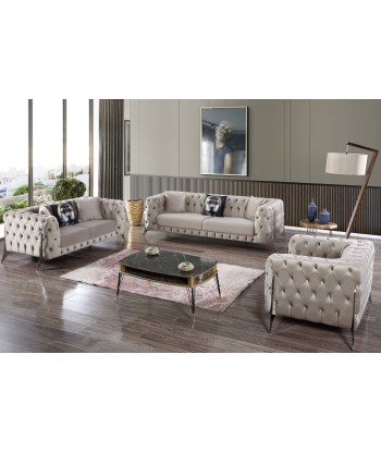 Canapé 3 places Prestige velours Beige outlet