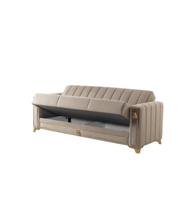 Canapé convertible 3 places Oran velours Beige En savoir plus