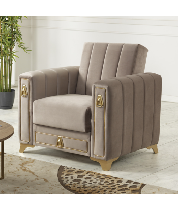 Fauteuil convertible Oran velours Beige de technologie