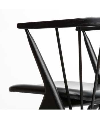 Fauteuil design, Sibast N°8, bois vernis noir et cuir noir de votre