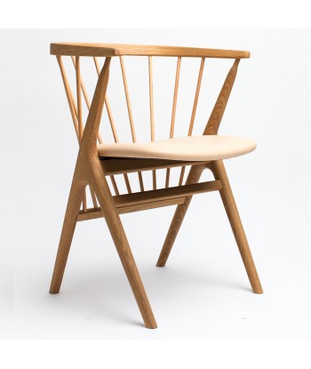 Fauteuil design, Sibast N°8, bois huilé et cuir beige la livraison gratuite