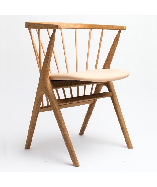 Fauteuil design, Sibast N°8, bois huilé et cuir beige la livraison gratuite